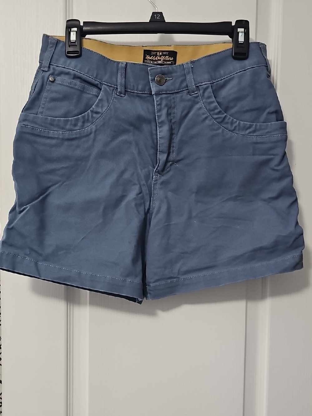 Women's Mid-Rise Blue Cotton Blend Bermuda Shorts